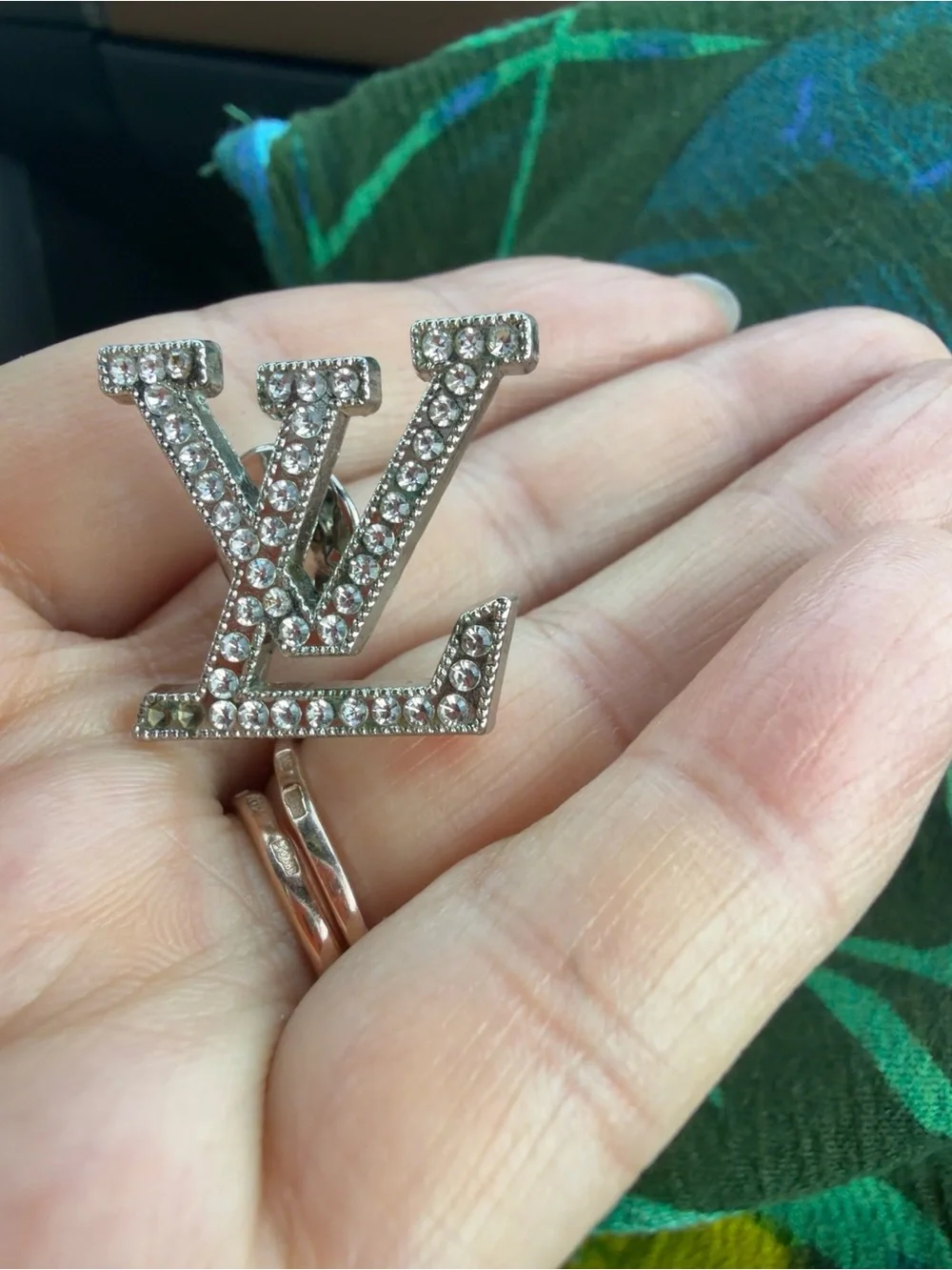 Crystal Logo Brooch in Silver - Elegant Designer-Inspired Accent